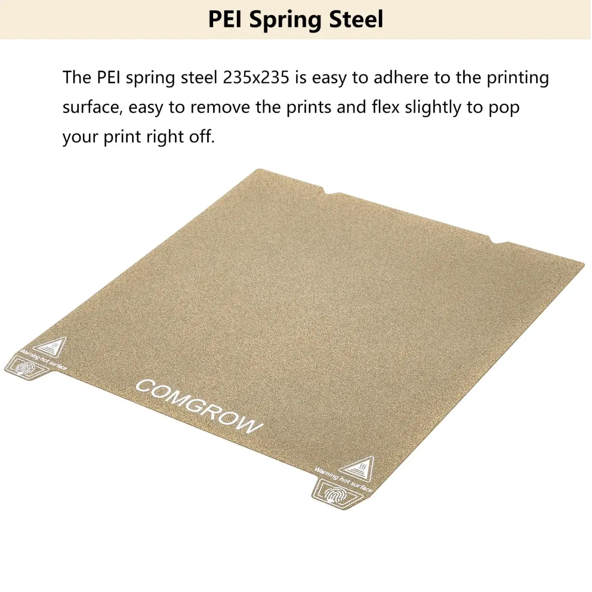 Comgrow Double Sided PEO PEI Spring Steel Sheet 235x235mm | For Ender 3 V3 SE/K1/KE Printers - view 4