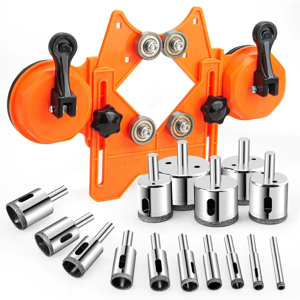 S<bos>derm Orange Diamond Hole Saw Kit for Glass, Tile, Stone & Granite (10 Pcs, 3mm-30mm) - main product image