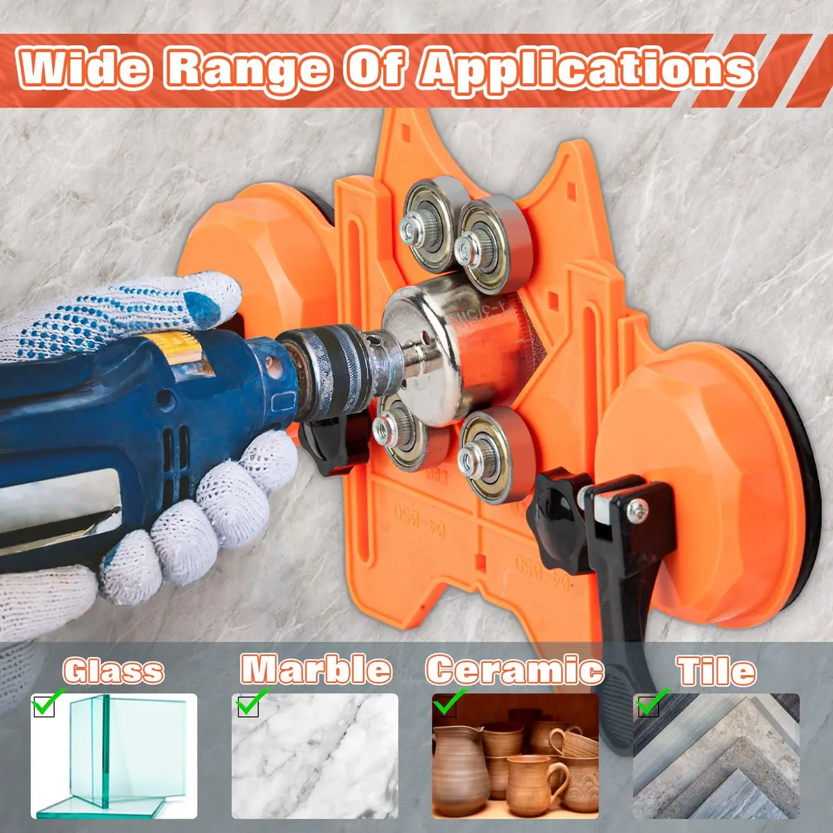 Sermderm Diamond Hole Saw Kit for Tile, Glass, Ceramic, Granite & Marble | 15-Piece Set with Double Suction Cups - view 5