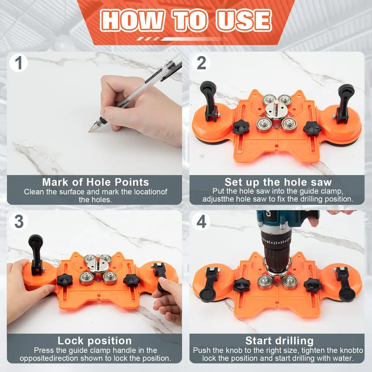 Sermderm Diamond Hole Saw Kit for Tile, Glass, Ceramic, Granite & Marble | 15-Piece Set with Double Suction Cups - view 6