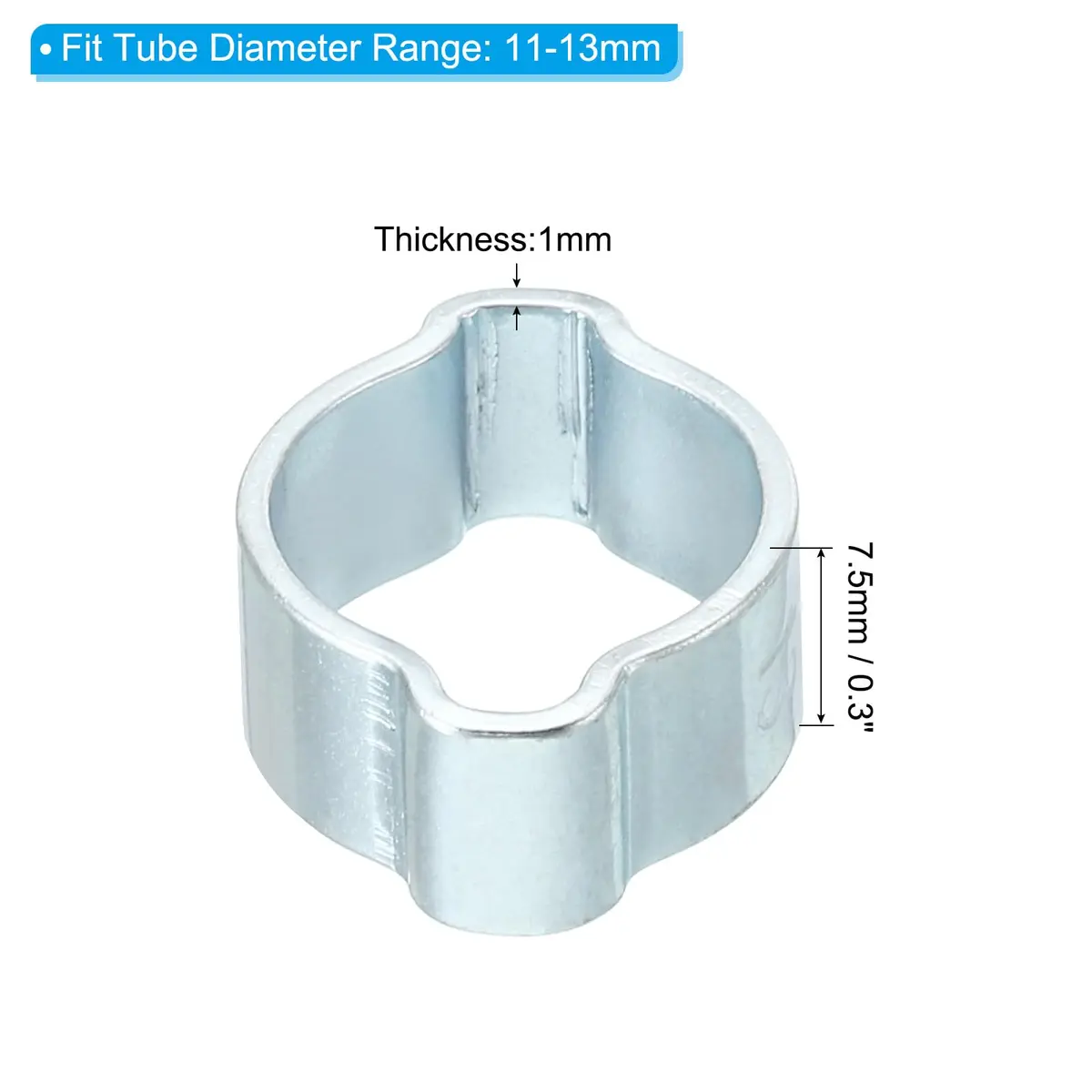 PATIKIL 30 Pack 11-13mm Double Ear Hose Clamp | Galvanized Steel, Corrosion-Resistant, 360° Pressure Distribution - view 2
