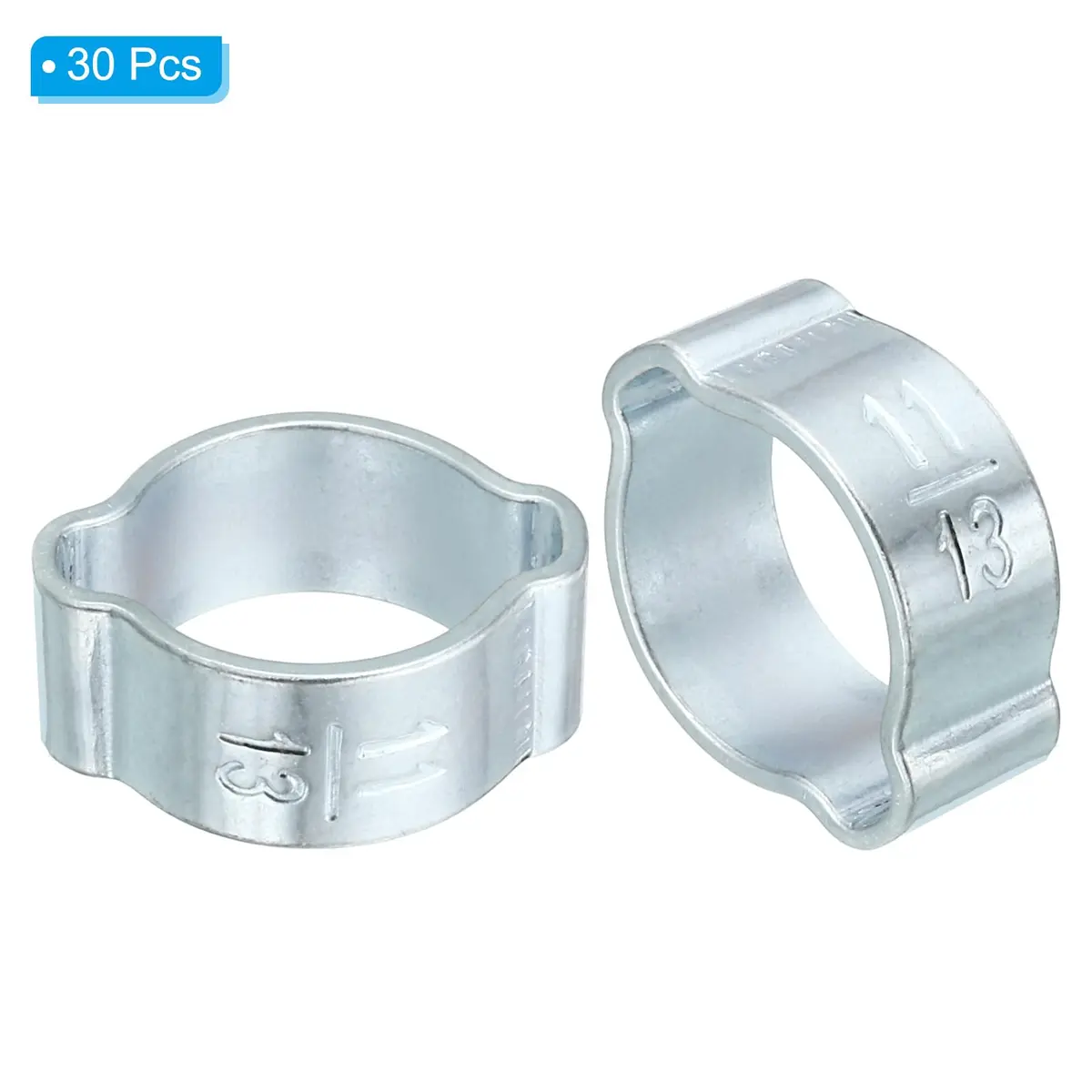 PATIKIL 30 Pack 11-13mm Double Ear Hose Clamp | Galvanized Steel, Corrosion-Resistant, 360° Pressure Distribution - view 3