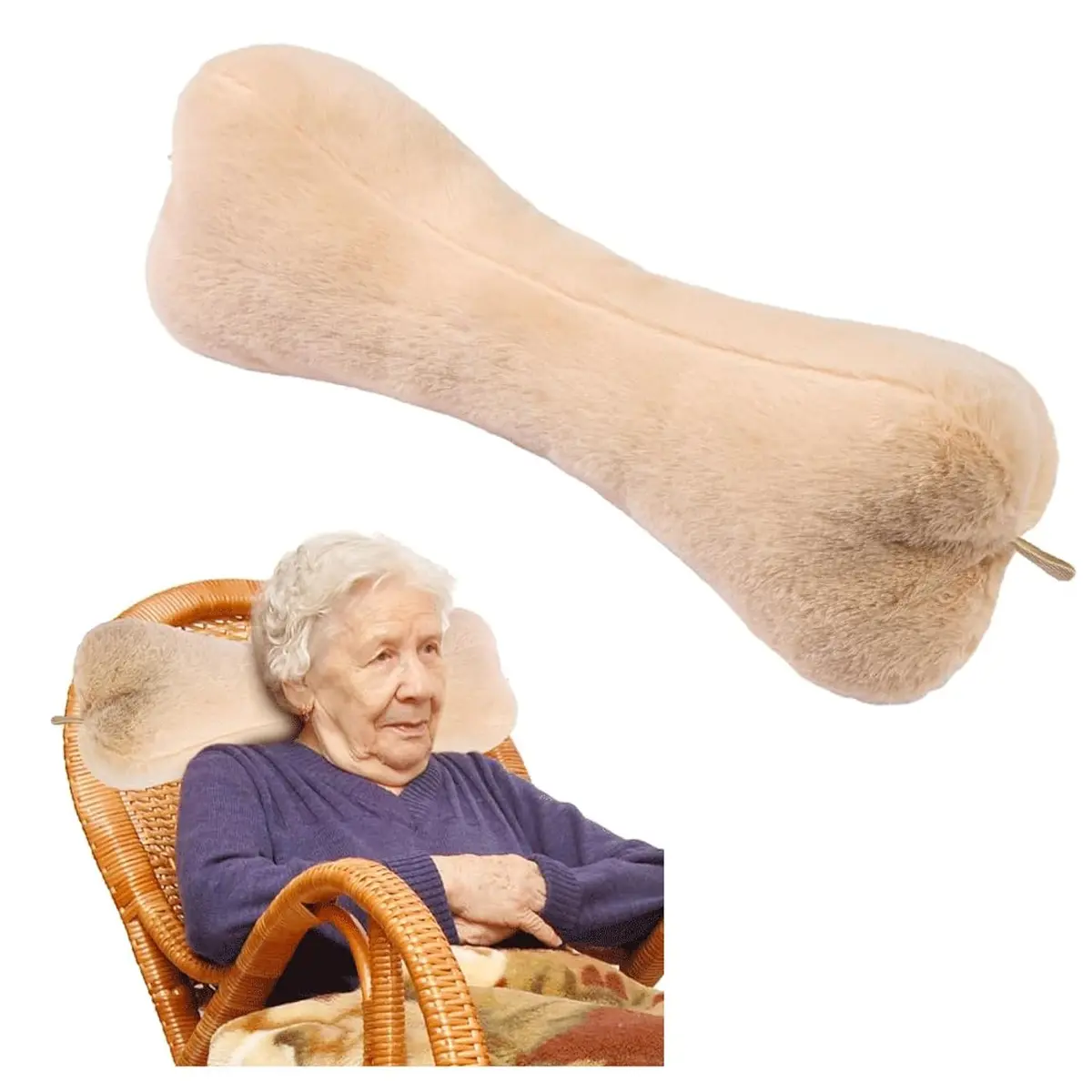 VCOMSOFT Adjustable Bone Shape Head Recliner Pillow 45.72cm (18") | Neck Support for Recliners - main product image