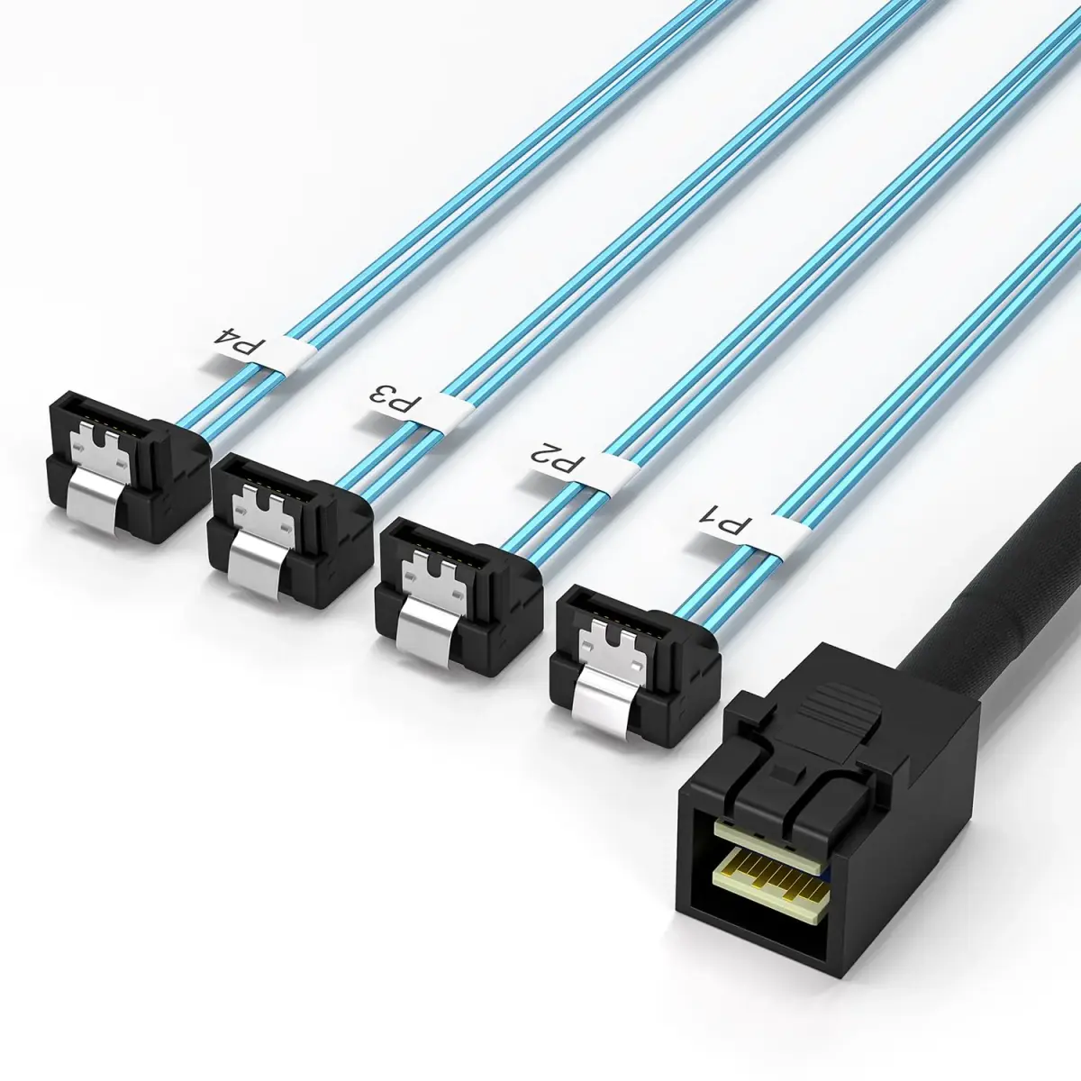OIKWAN Internal Mini SAS HD to SATA Right Angle Cable 1m (3.3 Feet) | 12 Gbps Data Transfer - view 2
