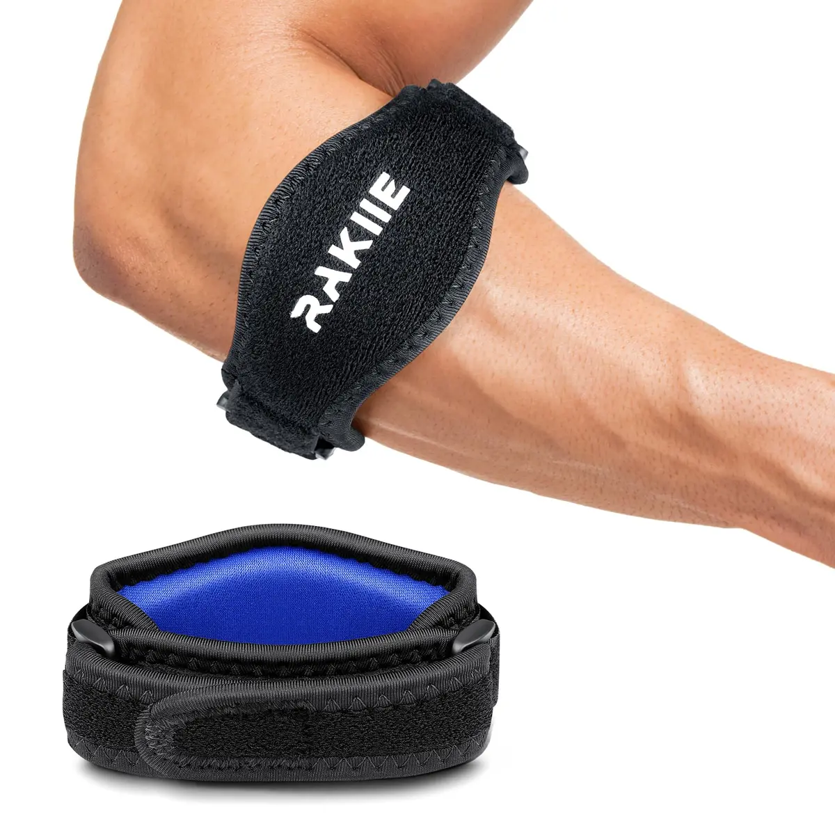 Rakiie Orthopedic Brace for Elbow Support | Adjustable Strap, Navy Blue (One Size) - main product image