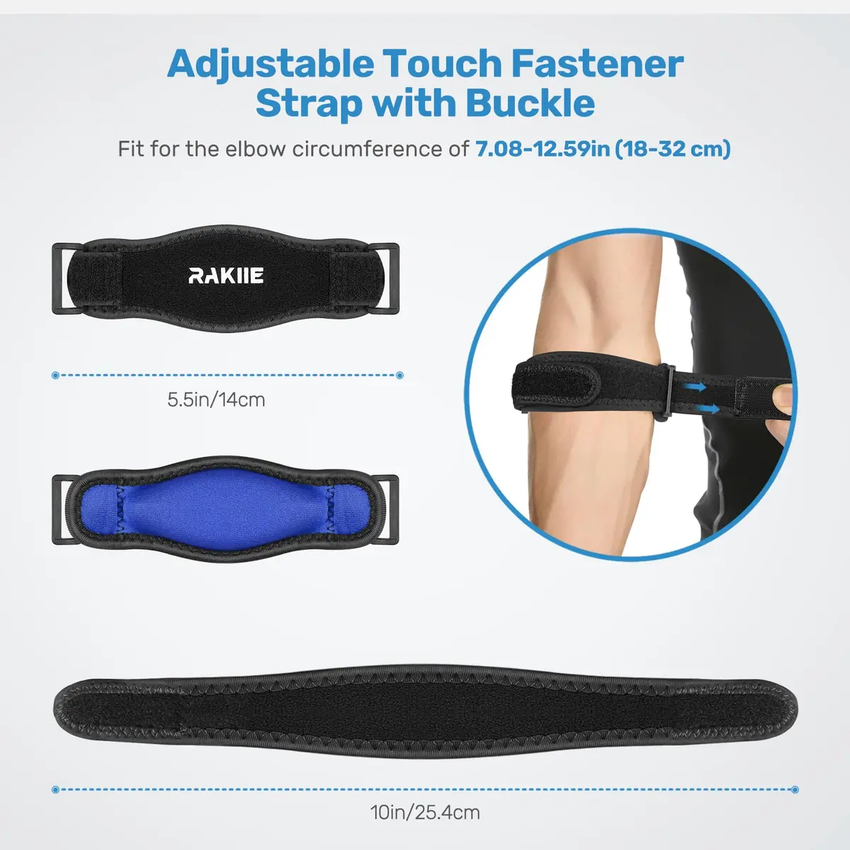 Rakiie Orthopedic Brace for Elbow Support | Adjustable Strap, Navy Blue (One Size) - view 2