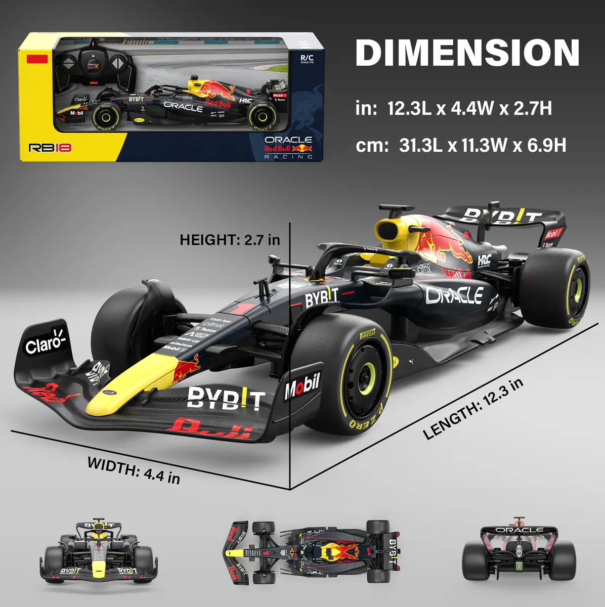 Voltz Toys Red Bull RB18 F1 RC Car 1:18 Scale | Officially Licensed Replica - view 5