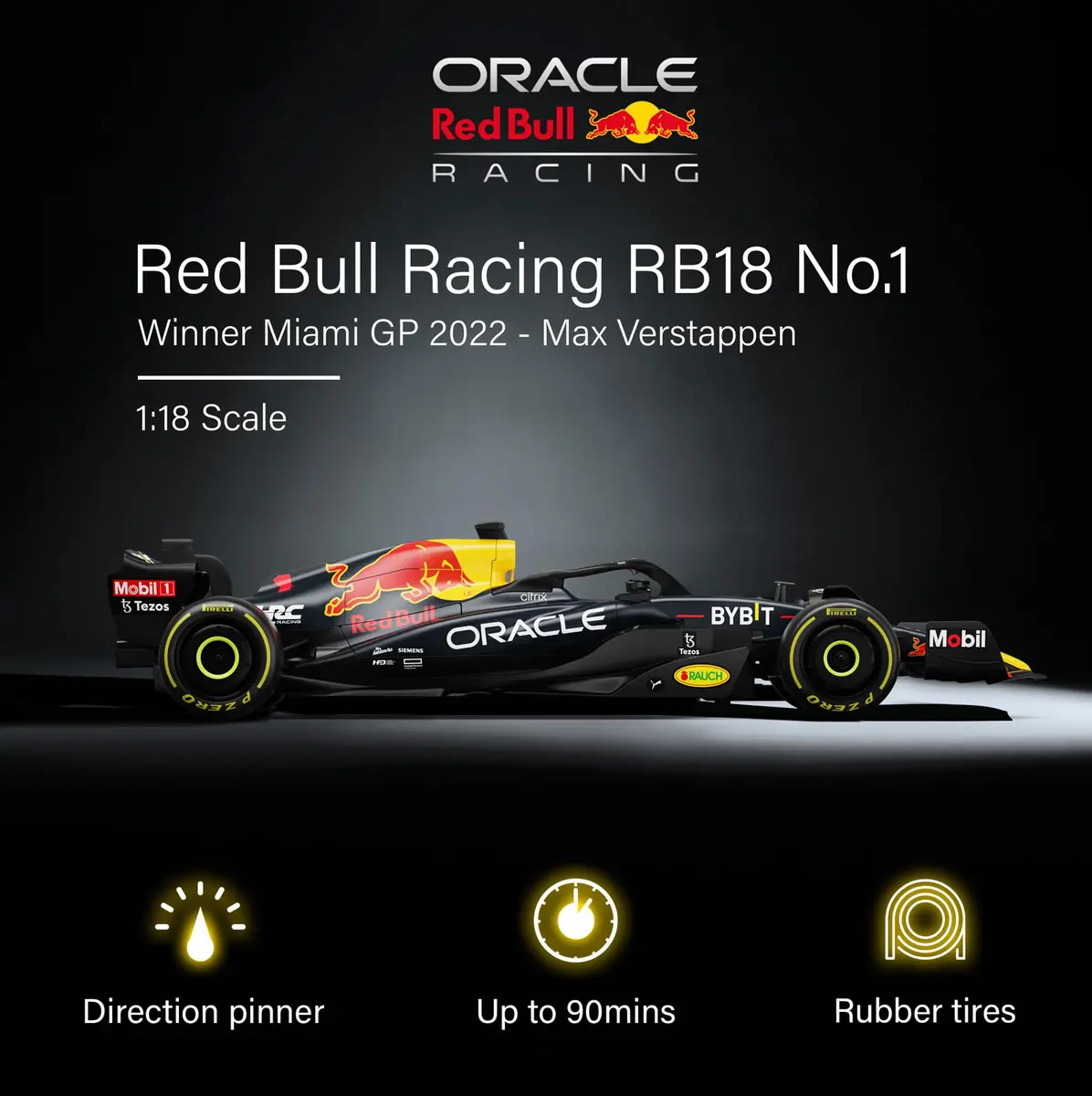 Voltz Toys Red Bull RB18 F1 RC Car 1:18 Scale | Officially Licensed Replica - view 2
