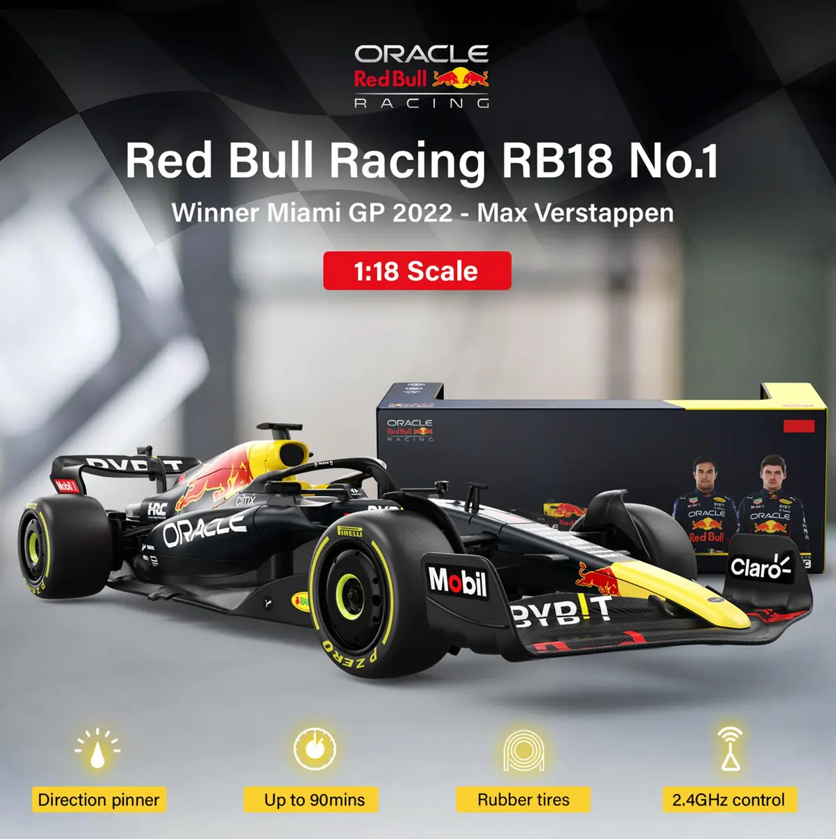 Voltz Toys Red Bull RB18 F1 RC Car 1:18 Scale | Officially Licensed Replica - view 3