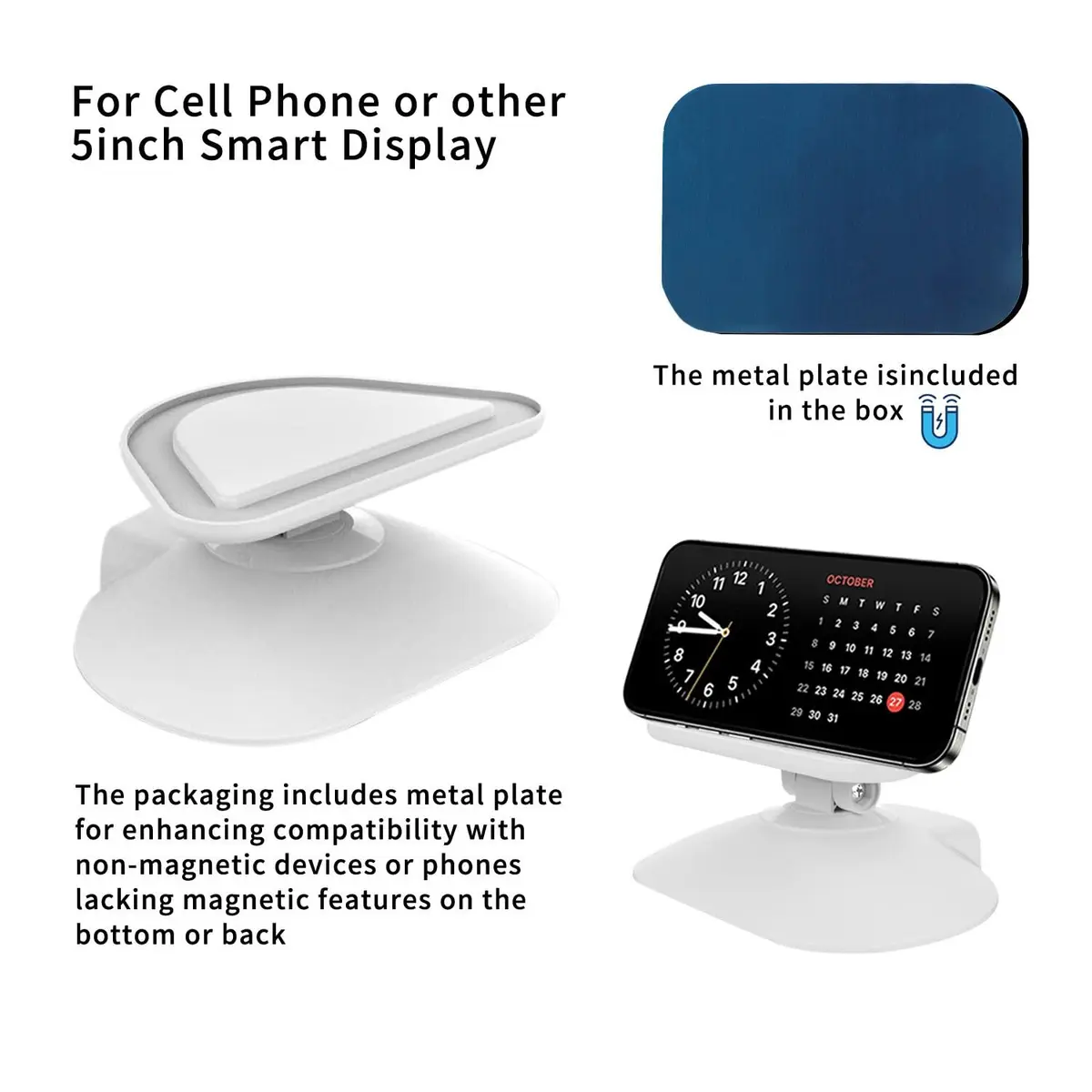 Dianves White Adjustable Stand for Echo Show 5 (3rd Gen) | Multi-Angle Rotation & Anti-Slip Base - view 4