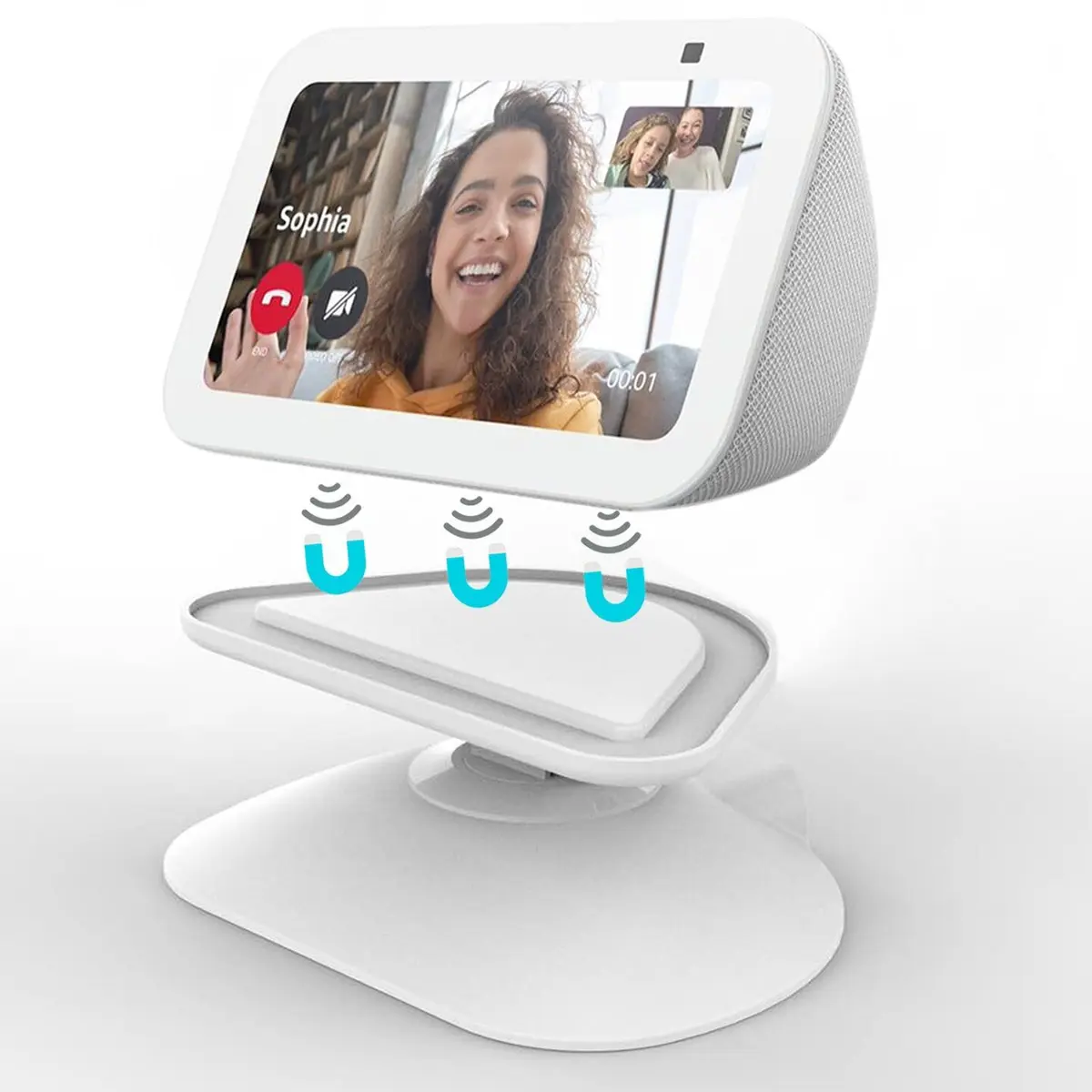 Dianves White Adjustable Stand for Echo Show 5 (3rd Gen) | Multi-Angle Rotation & Anti-Slip Base - main product image