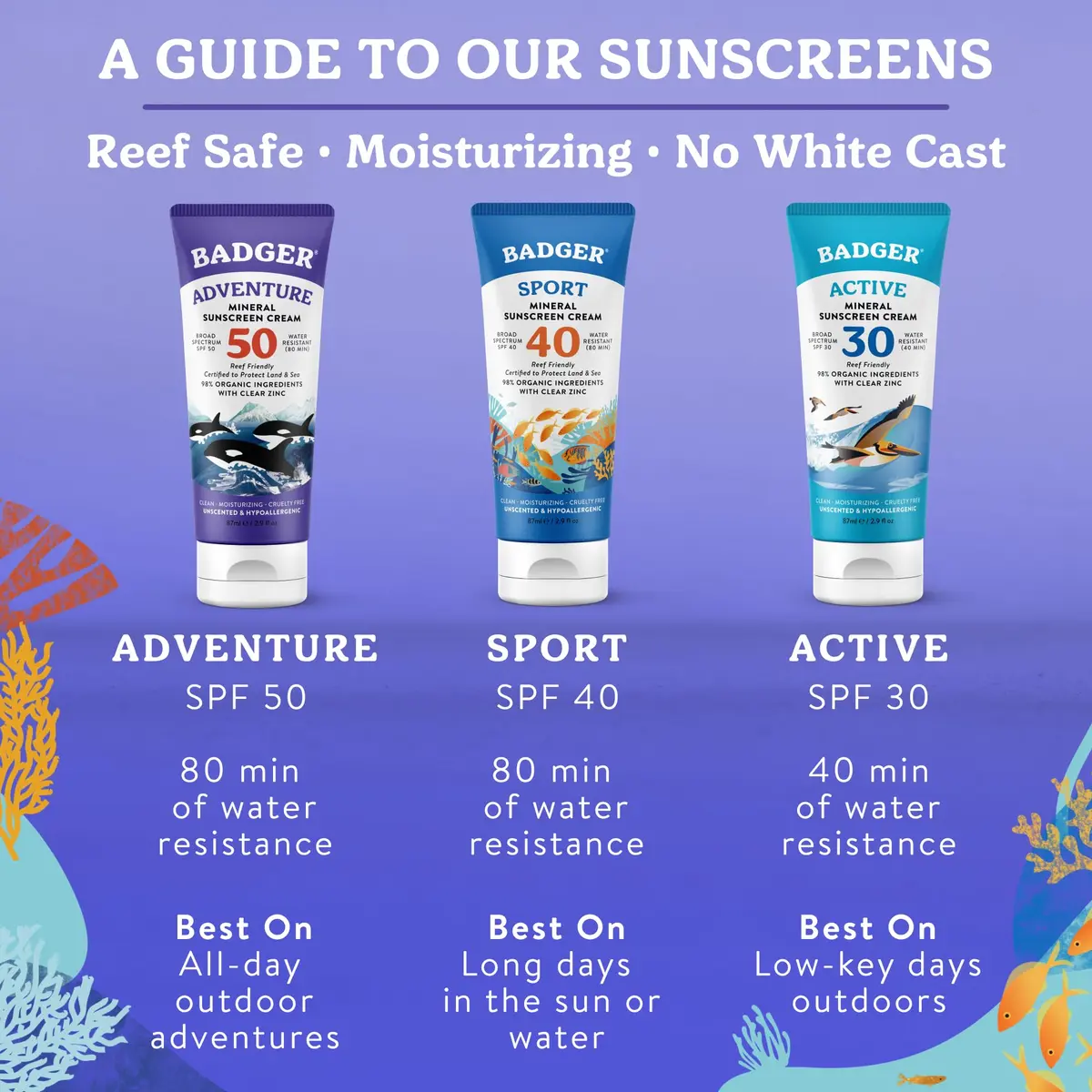 Badger Reef Safe Mineral Sunscreen SPF 50 85ml (2.9 Fl Oz) | Broad Spectrum UVA/UVB Protection - view 8