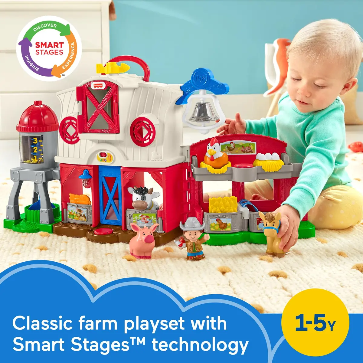 Fisher-Price Little People Caring for Animals Farm Playset | Toddler Farm Toy with Smart Stages (70-120 chars) - view 3