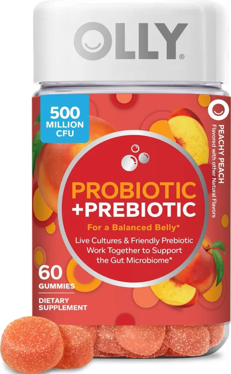 OLLY Probiotic + Prebiotic Gummy 60 Count | Digestive Support with 500 Million CFUs - main product image