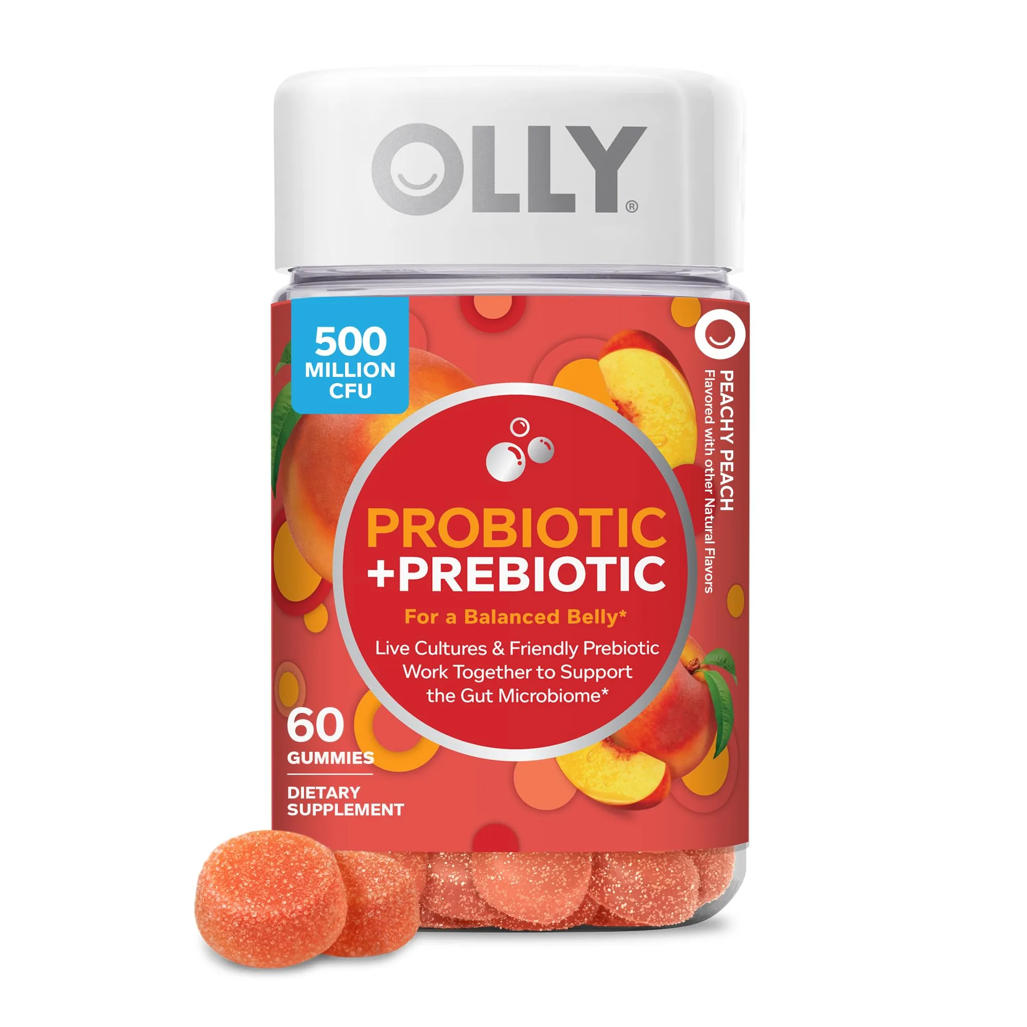 OLLY Probiotic + Prebiotic Gummy Digestive Support, 60 Day Supply (60 Count) | Gut Health with Fiber - main product image