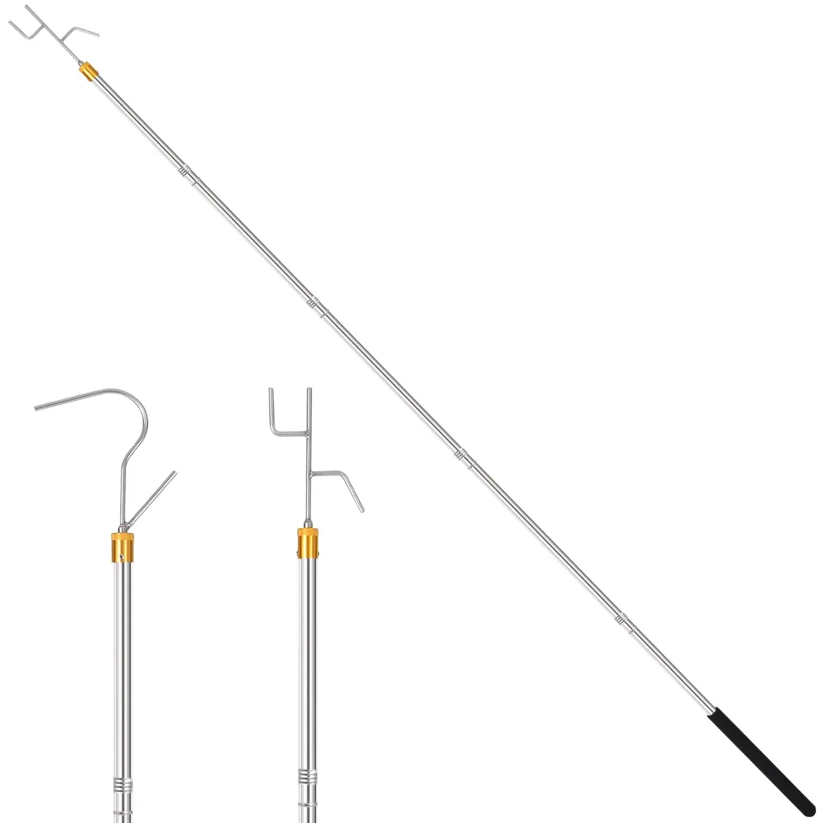 Cagaloi Clothes Hook Pole, 29-71" Adjustable Extension | Stainless Steel, Multi-Purpose - main product image