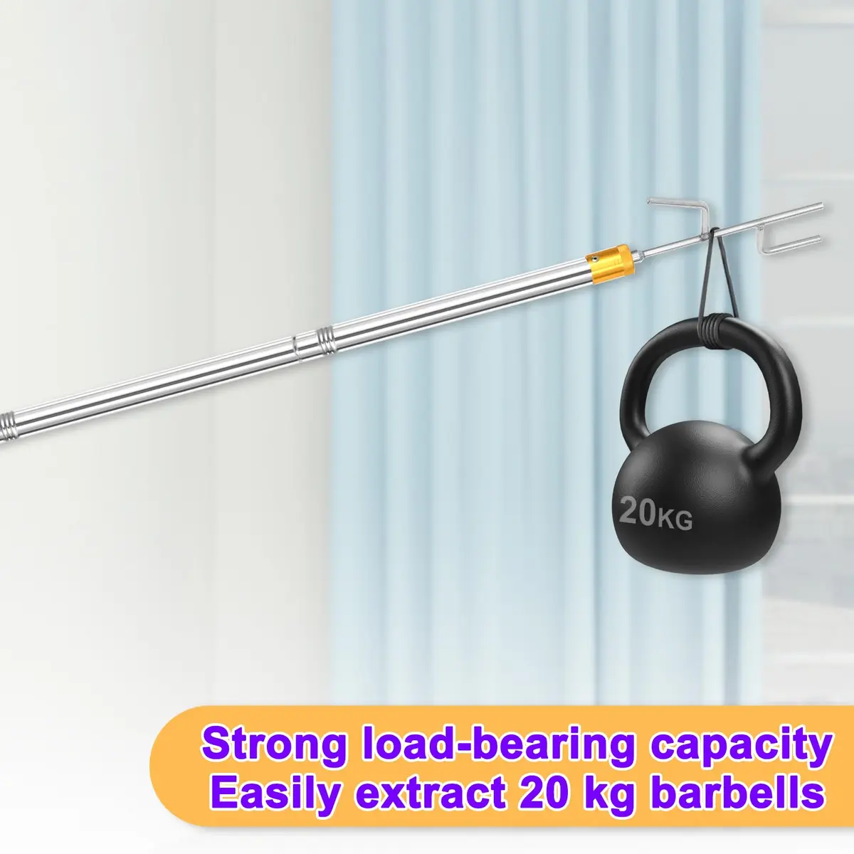 Cagaloi Clothes Hook Pole, 29-71" Adjustable Extension | Stainless Steel, Multi-Purpose - view 4