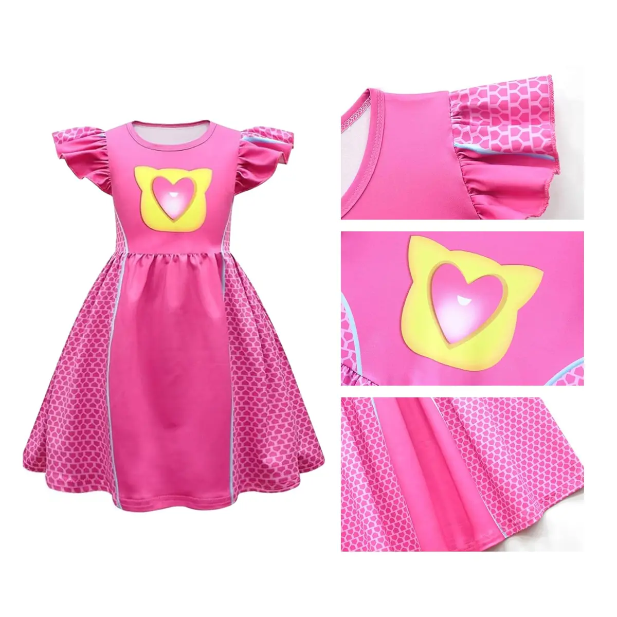 SHELOVESIT Girls Superhero Cosplay Costume Kitties Dress 120cm (4T-5T) | Movie Character Cat Dress Up Outfit - view 4