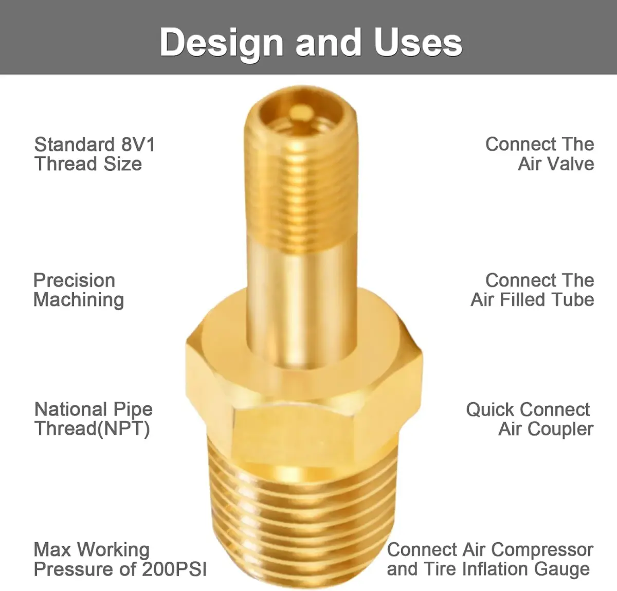GODESON 1/4" NPT Brass Tank Valve Schrader Valve with Male NPT, Pack of 2 | Anti-Corrosion Air Compressor Tank Valve - view 4