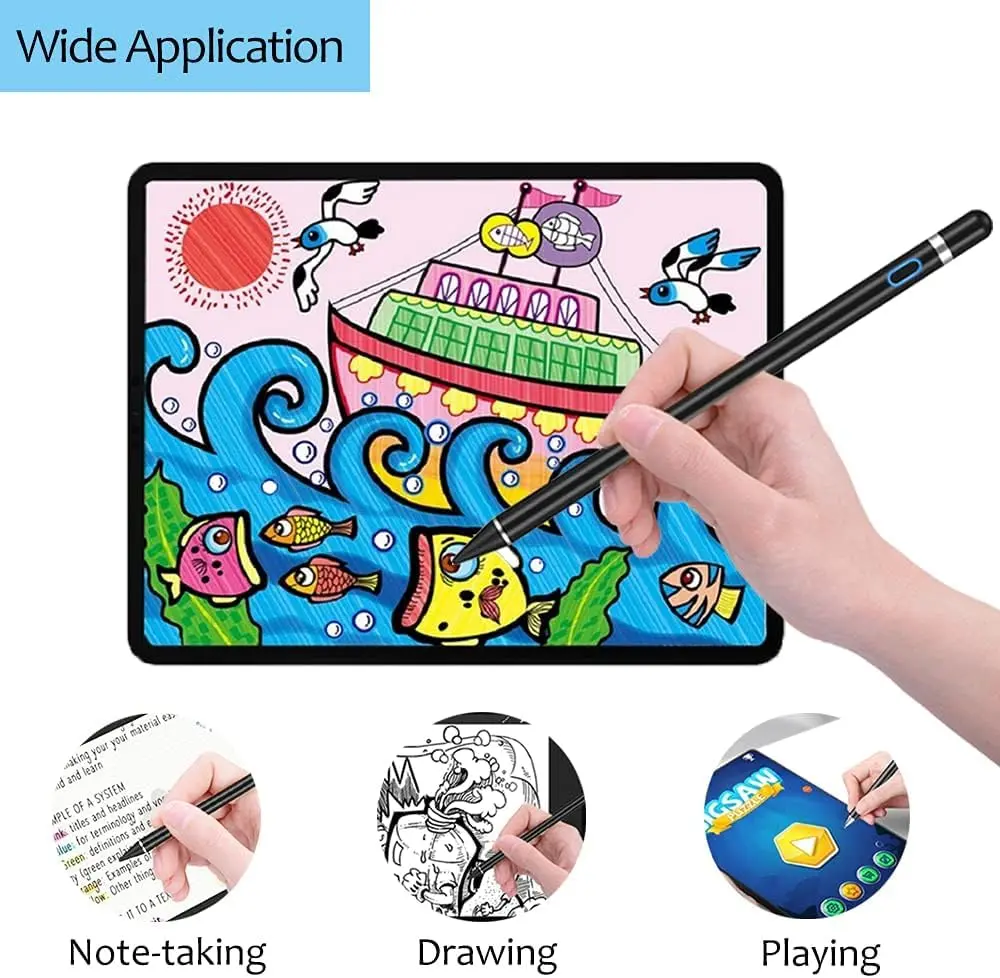 DOGAIN Stylus Pen for Touchscreen Devices, 1.5mm Fine Point Rechargeable Black | Compatible with iPad, iPhone, Android - view 6