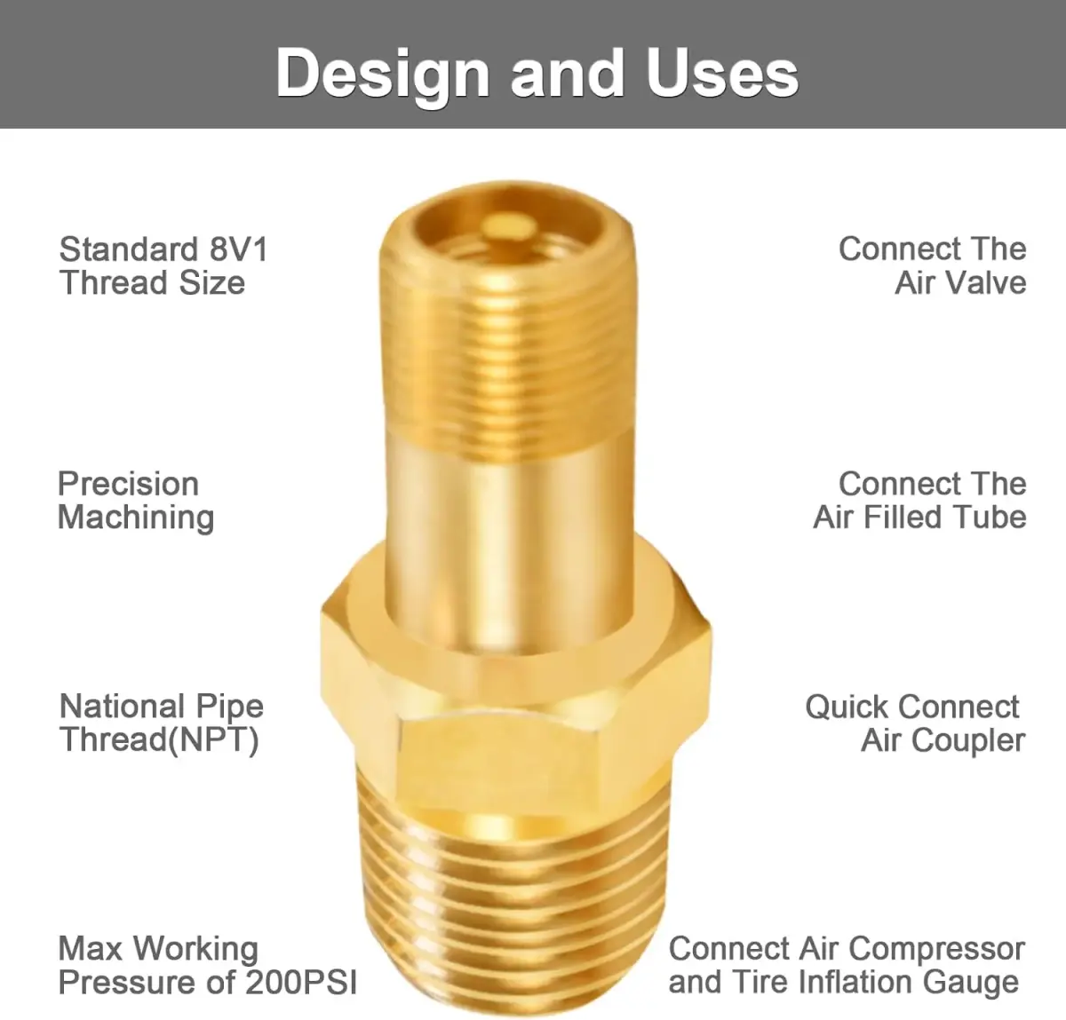 GODESON 1/8" NPT Brass Schrader Tank Valve (Pack of 2) | Anti-Corrosion Air Compressor Valve - view 5