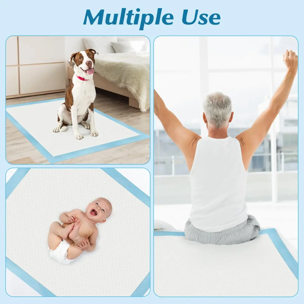 Wowflash Super Absorbency Disposable Underpads 76cm x 91cm (30" x 36") | 5-Layer Leakproof Protection - view 6