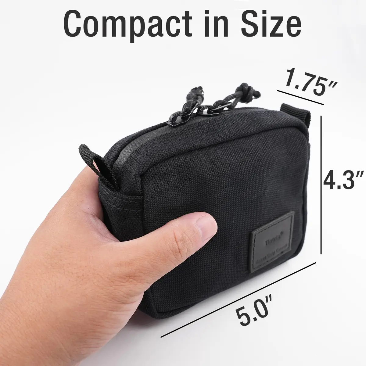 Tintris EDC Belt Pouch Small Black Waxed Canvas | YKK Zipper, Water Resistant, 13cm (5") - view 5