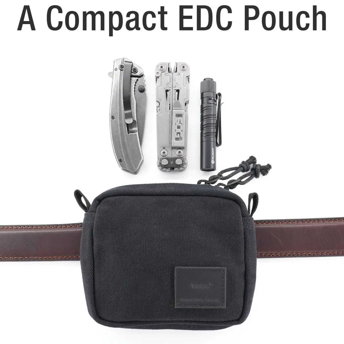 Tintris EDC Belt Pouch Small Black Waxed Canvas | YKK Zipper, Water Resistant, 13cm (5") - view 2