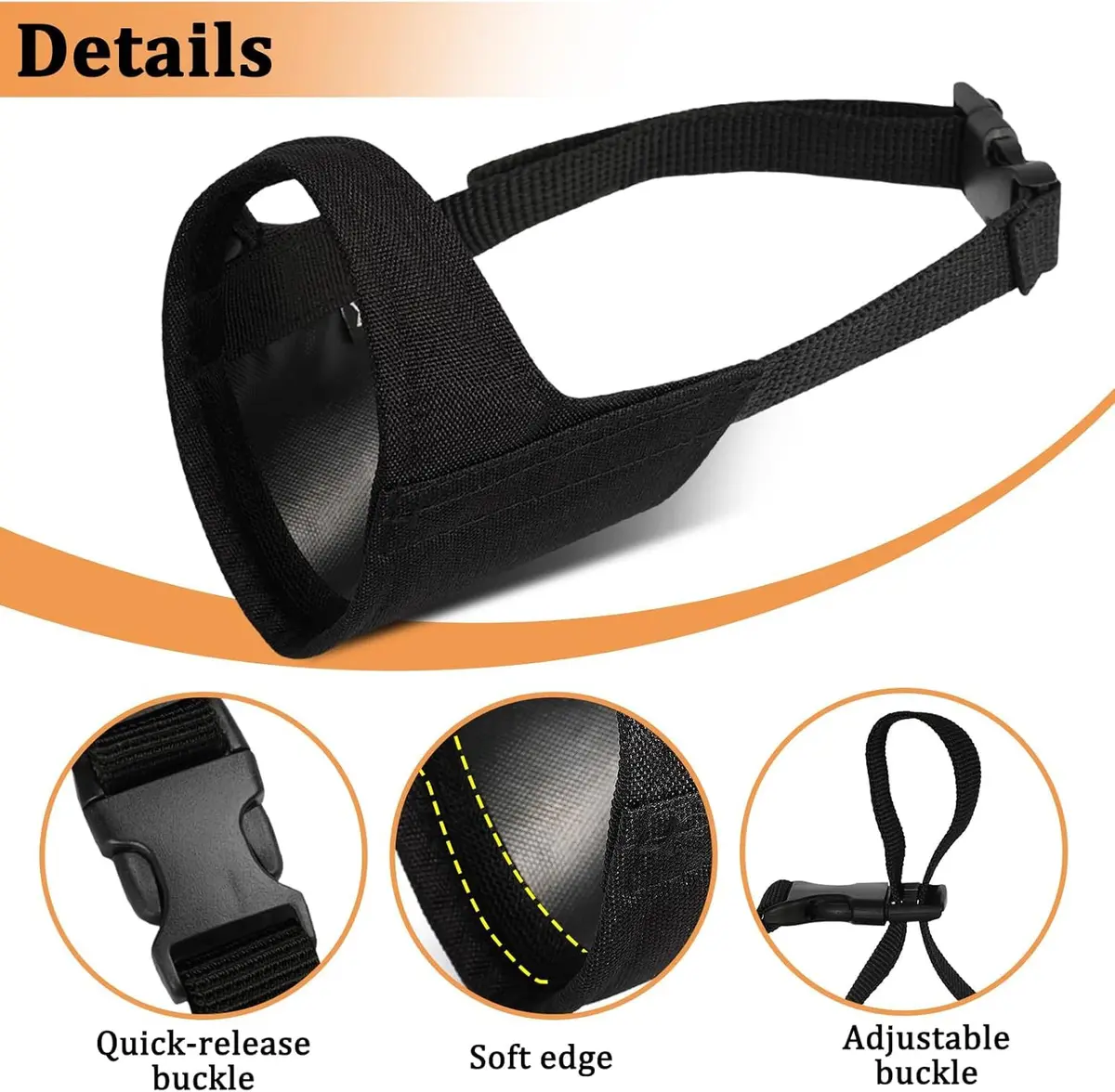 Mayerzon Fabric Pitbull Muzzle for Large Short Snout Dog Anti Fierce Biting | Breathable & Durable - view 7