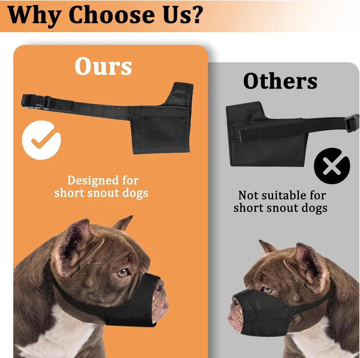 Mayerzon Fabric Pitbull Muzzle for Large Short Snout Dog Anti Fierce Biting | Breathable & Durable - view 3