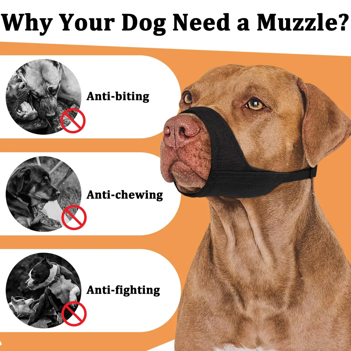 Mayerzon Fabric Pitbull Muzzle for Large Short Snout Dog Anti Fierce Biting | Breathable, Durable & Safe (70-120 chars) - view 5