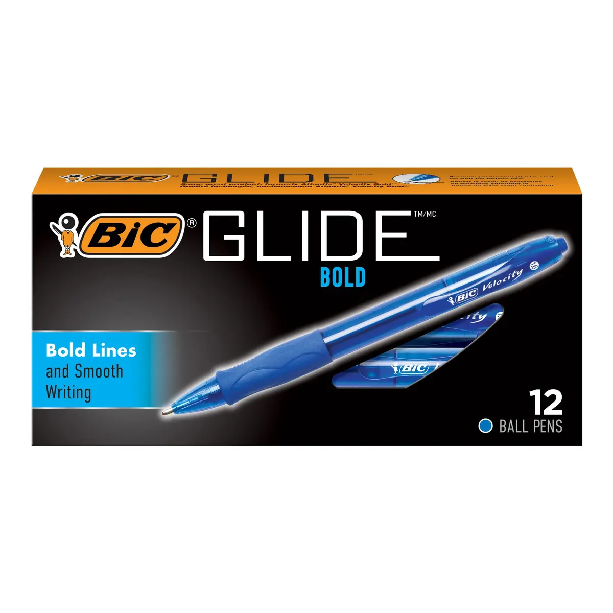BIC Glide Bold Retractable Ball Pen, 1.6mm, Blue, 216 Count Total | Smooth Ink Flow for Students & Office - main product image
