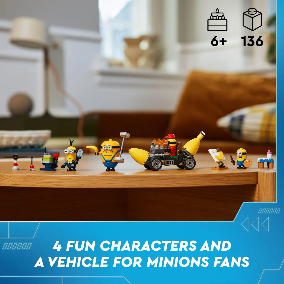 LEGO Despicable Me 4 Minions and Banana Car Toy 136 Pieces | Educational STEM-Learning Toy for Kids Aged 6+ - view 2
