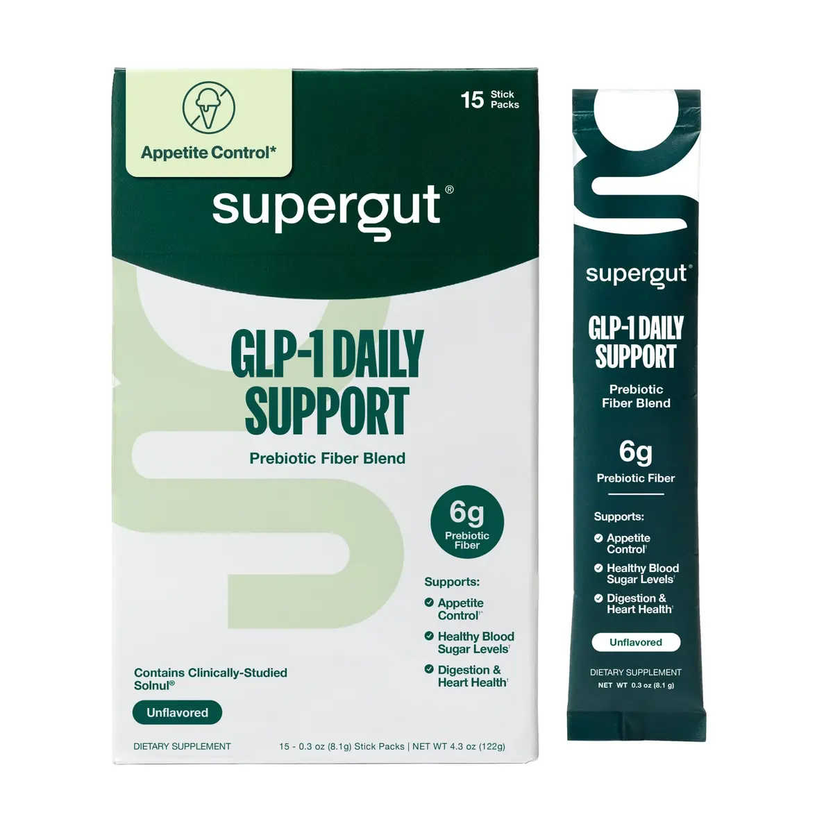 Supergut GLP1 Daily Support High Fiber Supplement Powder, 15 Servings | Sugar-Free Gut Health Drink - main product image