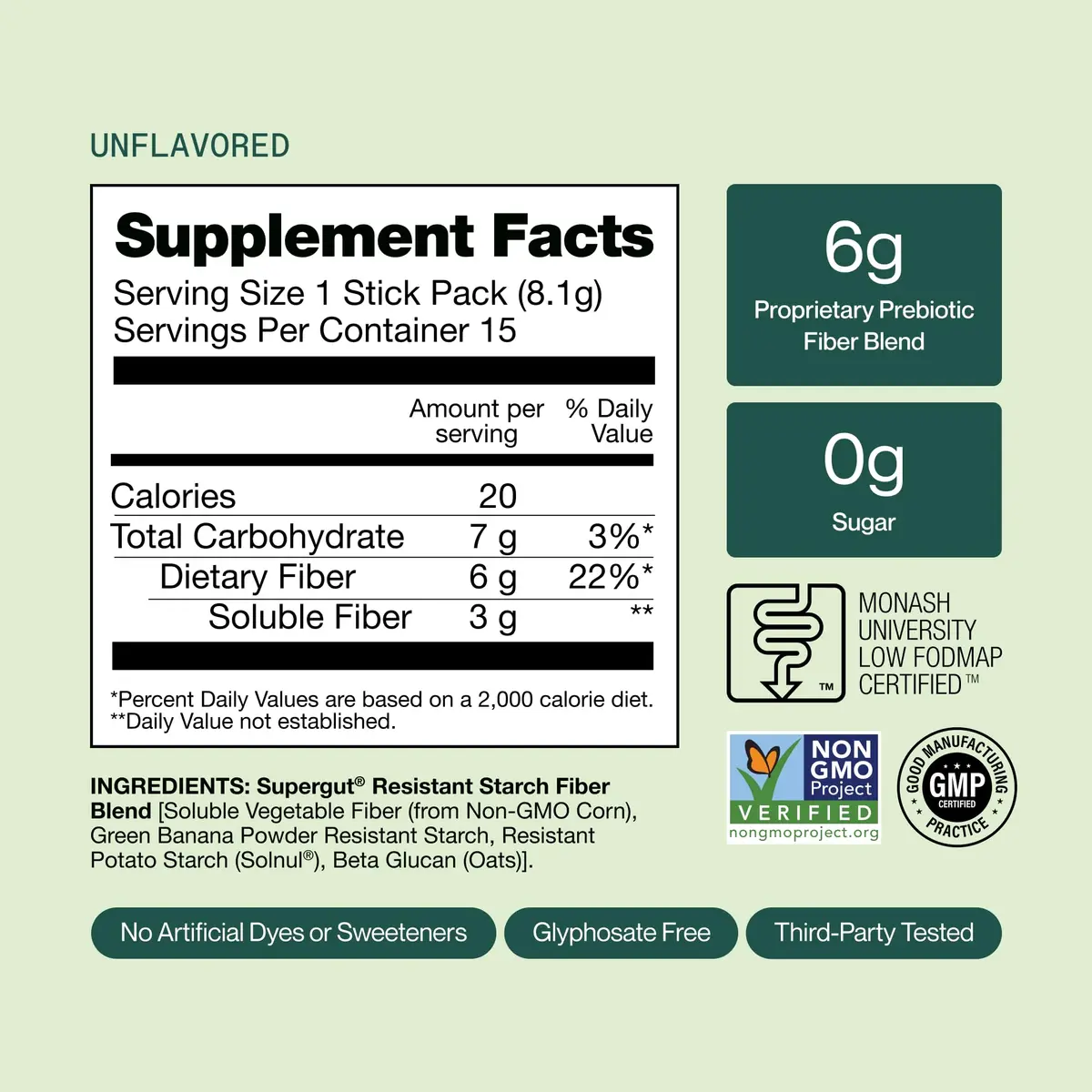 Supergut GLP1 Daily Support High Fiber Supplement Powder, 15 Servings | Sugar-Free Gut Health Drink - view 7