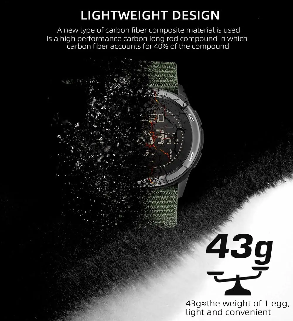 NORTH EDGE Military Watch for Men Tactical Survival Watch | Waterproof, Digital, Durable Nylon Band - view 3