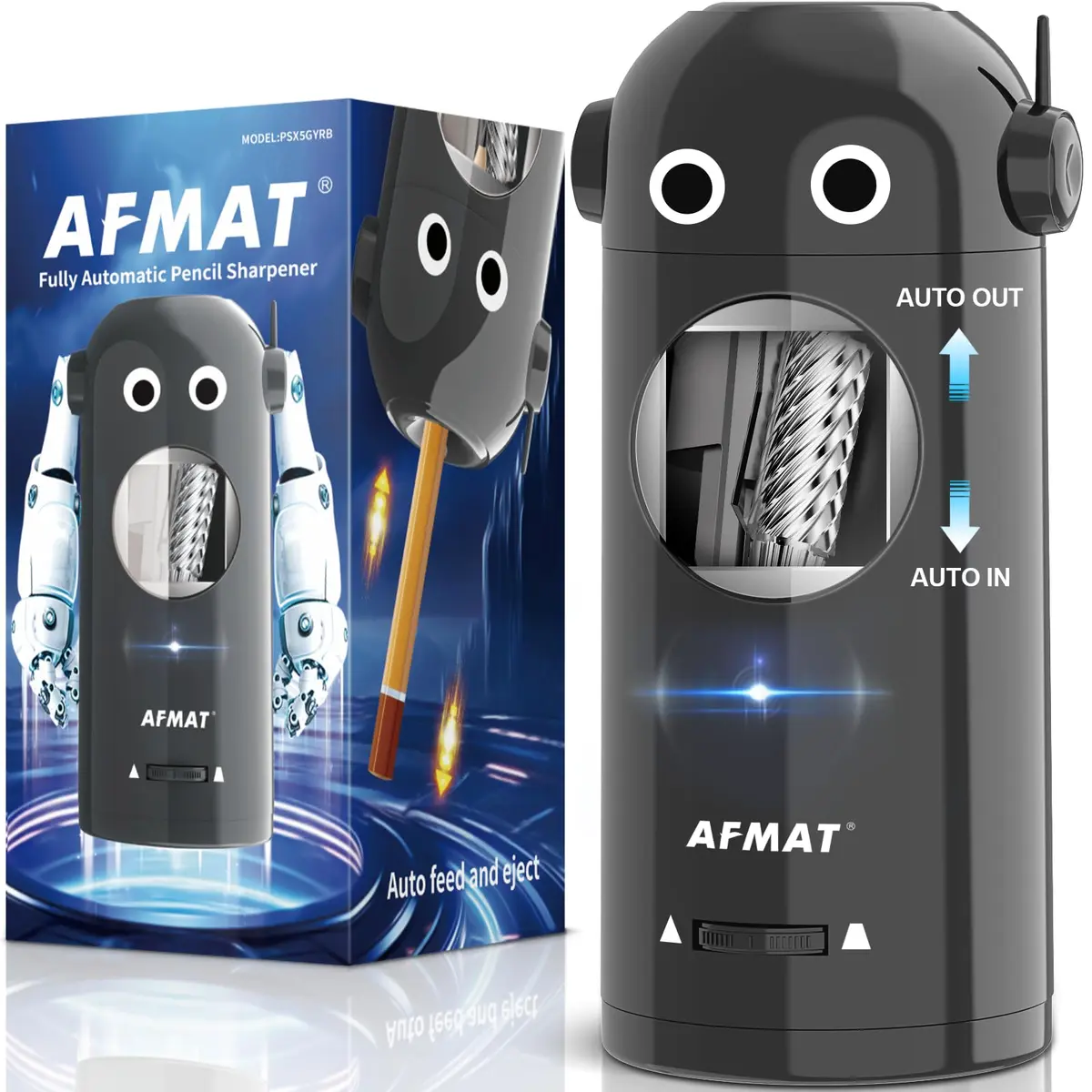 AFMAT Electric Pencil Sharpener for Colored Pencils 7-11.5mm | Fully Automatic Robot, Rechargeable, Safe & Compact - main product image