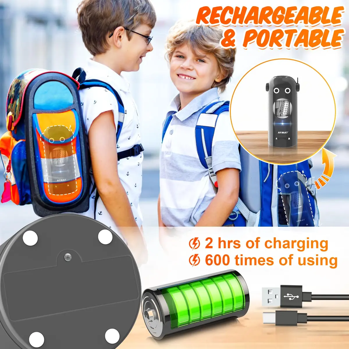 AFMAT Electric Pencil Sharpener for Colored Pencils 7-11.5mm | Fully Automatic Robot, Rechargeable, Safe & Compact - view 5