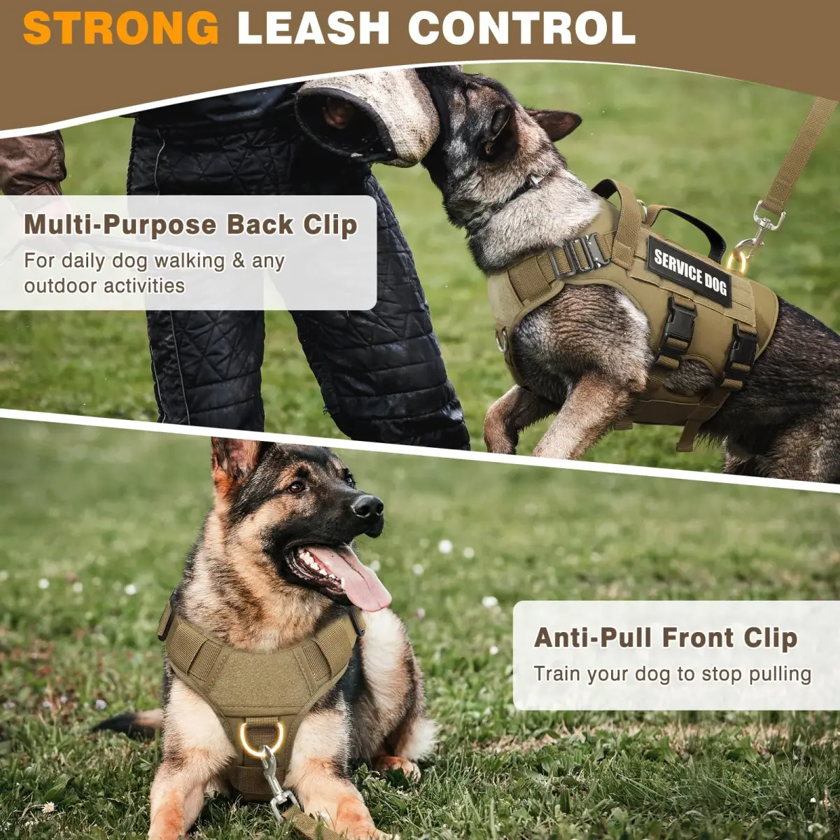 WINSEE Tactical Service Dog Vest Harness for Medium Dogs | No-Pull Heavy Duty with 10 Patches, 22-34" Chest - view 4