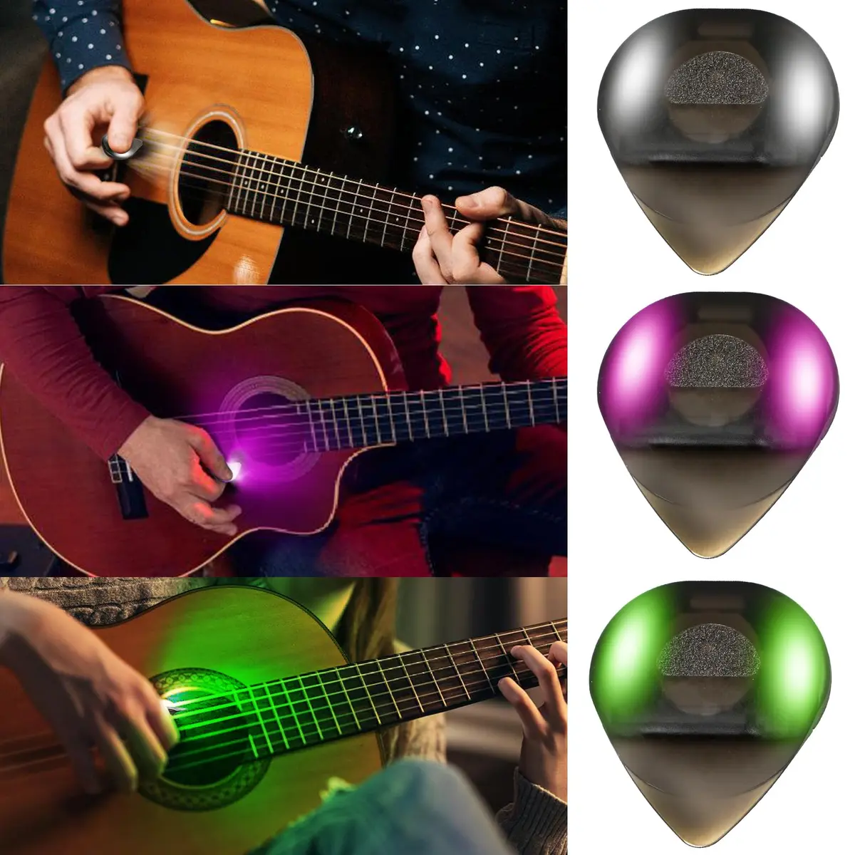 tiaotyu Auto LED Glowing Guitar Picks 0.6mm | Replaceable Battery, Dazzling Light Show for Guitarists - main product image