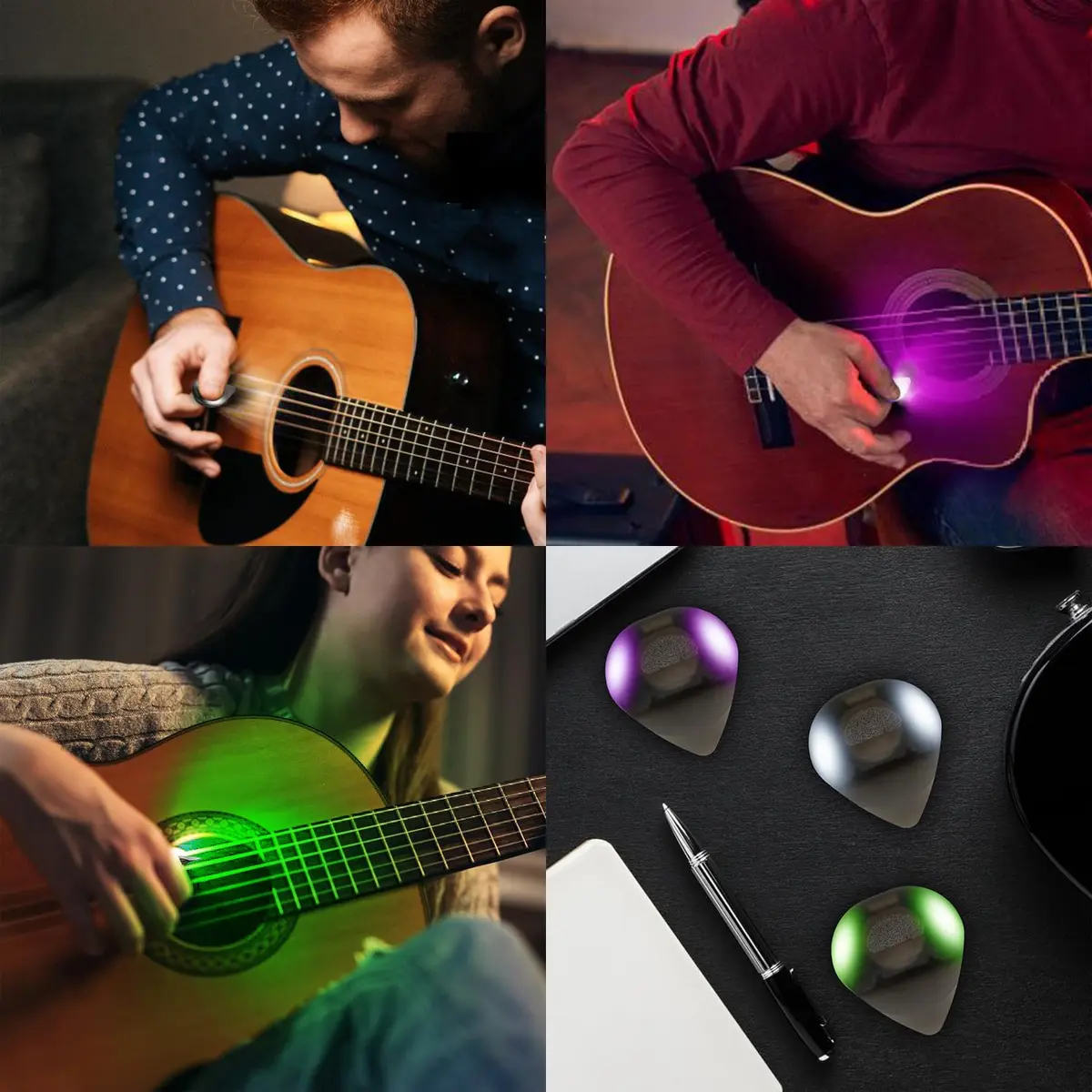tiaotyu Auto LED Glowing Guitar Picks 0.6mm | Replaceable Battery, Dazzling Light Show for Guitarists - view 2