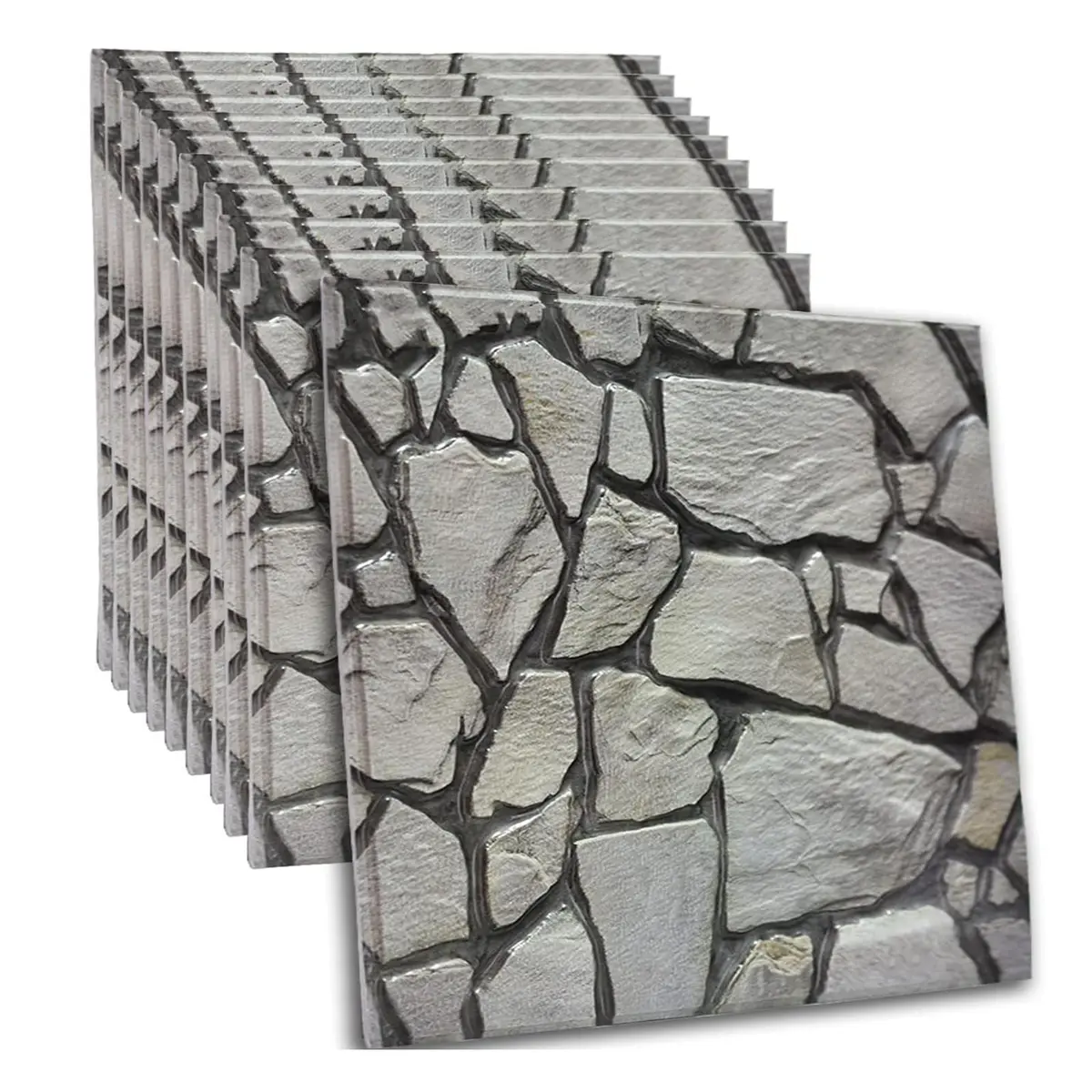 szgwtk 3D Faux Stone Wall Panels Peel and Stick, 10PCS Self Adhesive Waterproof 3D Wallpaper, 11.8"x11.8" Textured Decorative Wall Panels (Grey) - main product image
