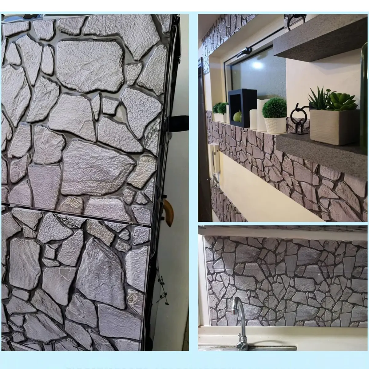 szgwtk 3D Faux Stone Wall Panels Peel and Stick, 10PCS Self Adhesive Waterproof 3D Wallpaper, 11.8"x11.8" Textured Decorative Wall Panels (Grey) - view 4