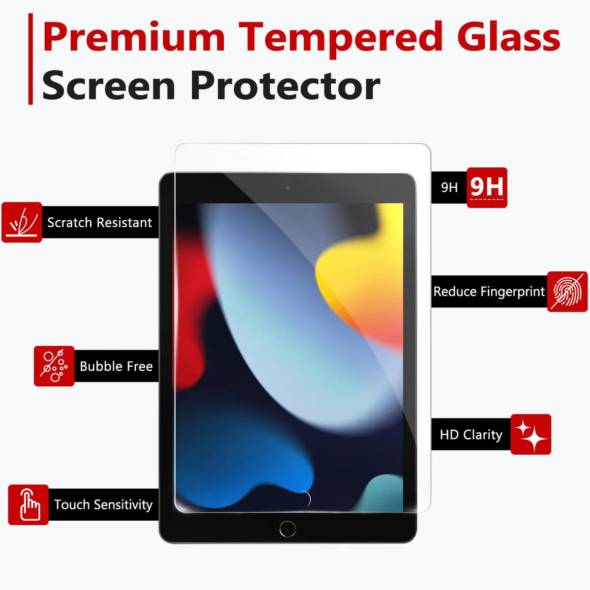 bersem Screen Protector for iPad 9th/8th/7th Generation 10.2 Inch | 9H Tempered Glass, HD Clear, Anti-Scratch, Apple Pencil Compatible - view 3