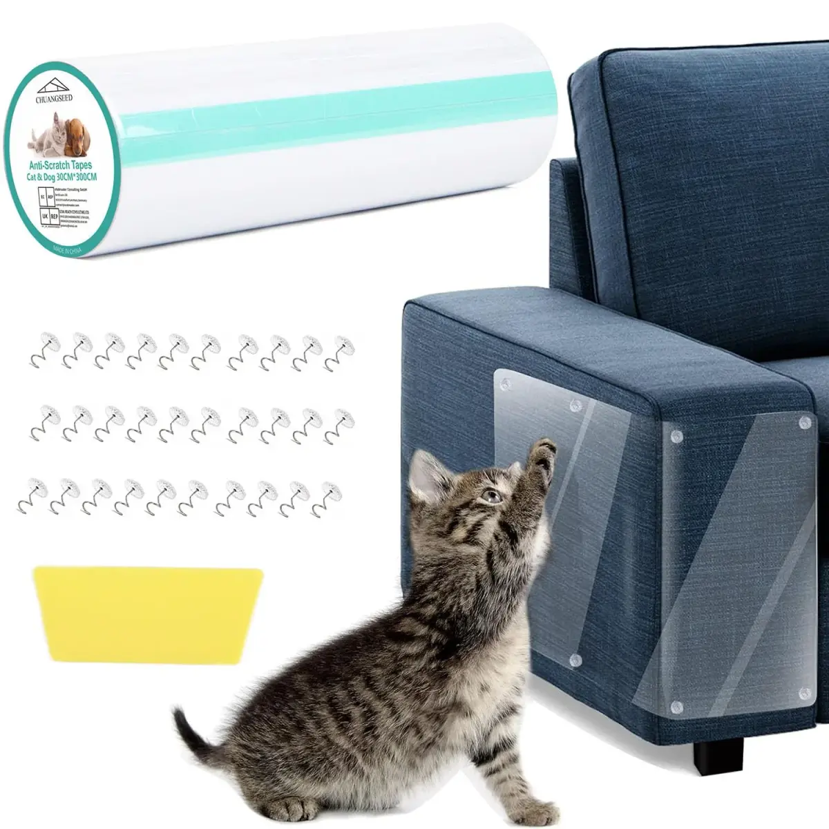CHUANGSEED Anti Cat Scratch Furniture Protector 118" x 12" | Protects Furniture from Cat Claws - main product image
