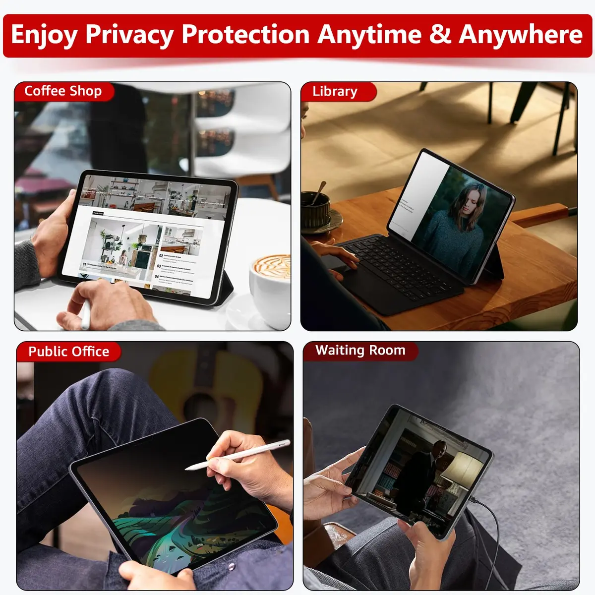 bersem Privacy Screen Protector for iPad Air 13 Inch M4/M3/M2 | Anti-Spy Tempered Glass, 9H Hardness, Bubble-Free Installation - view 4