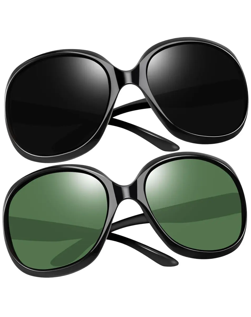 Joopin Oversized Butterfly Sunglasses for Women in Black + Blackish Green | Polarized UV400 Protection - main product image