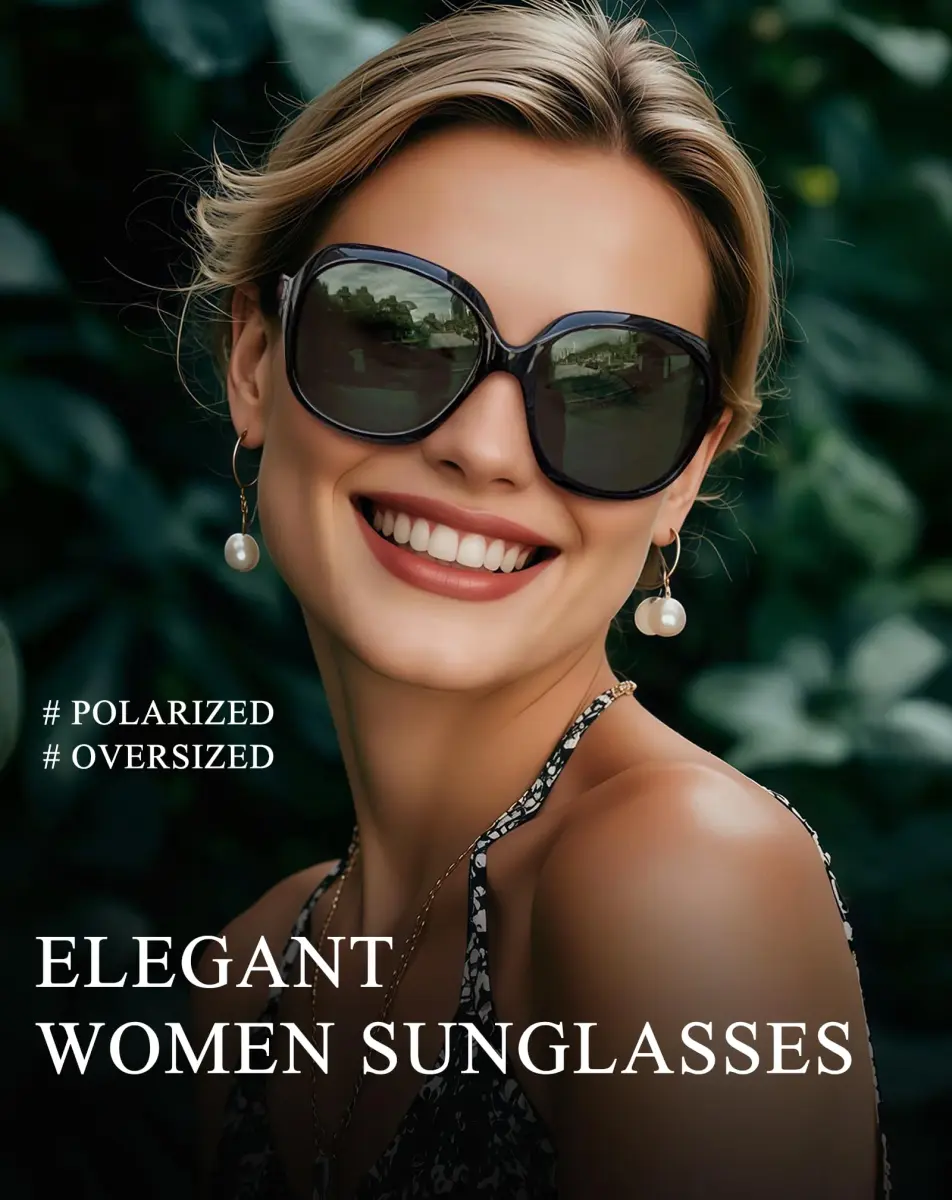 Joopin Oversized Butterfly Sunglasses for Women in Black + Blackish Green | Polarized UV400 Protection - view 3