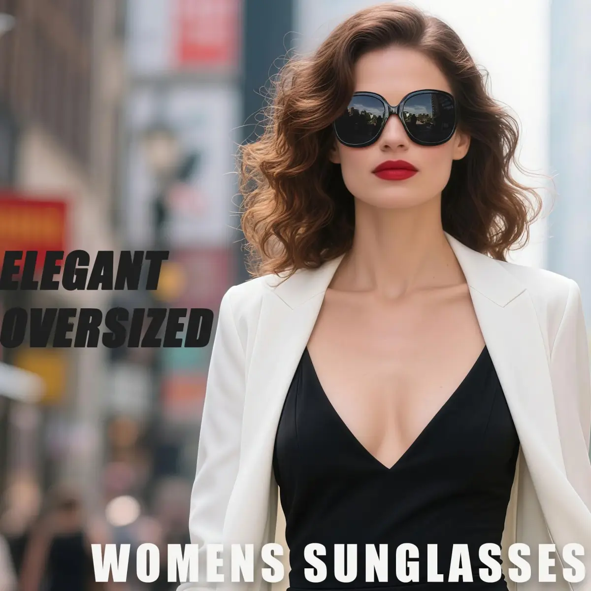 Joopin Oversized Butterfly Sunglasses for Women - D18 Black + Clear Green Polarized UV400 - view 3