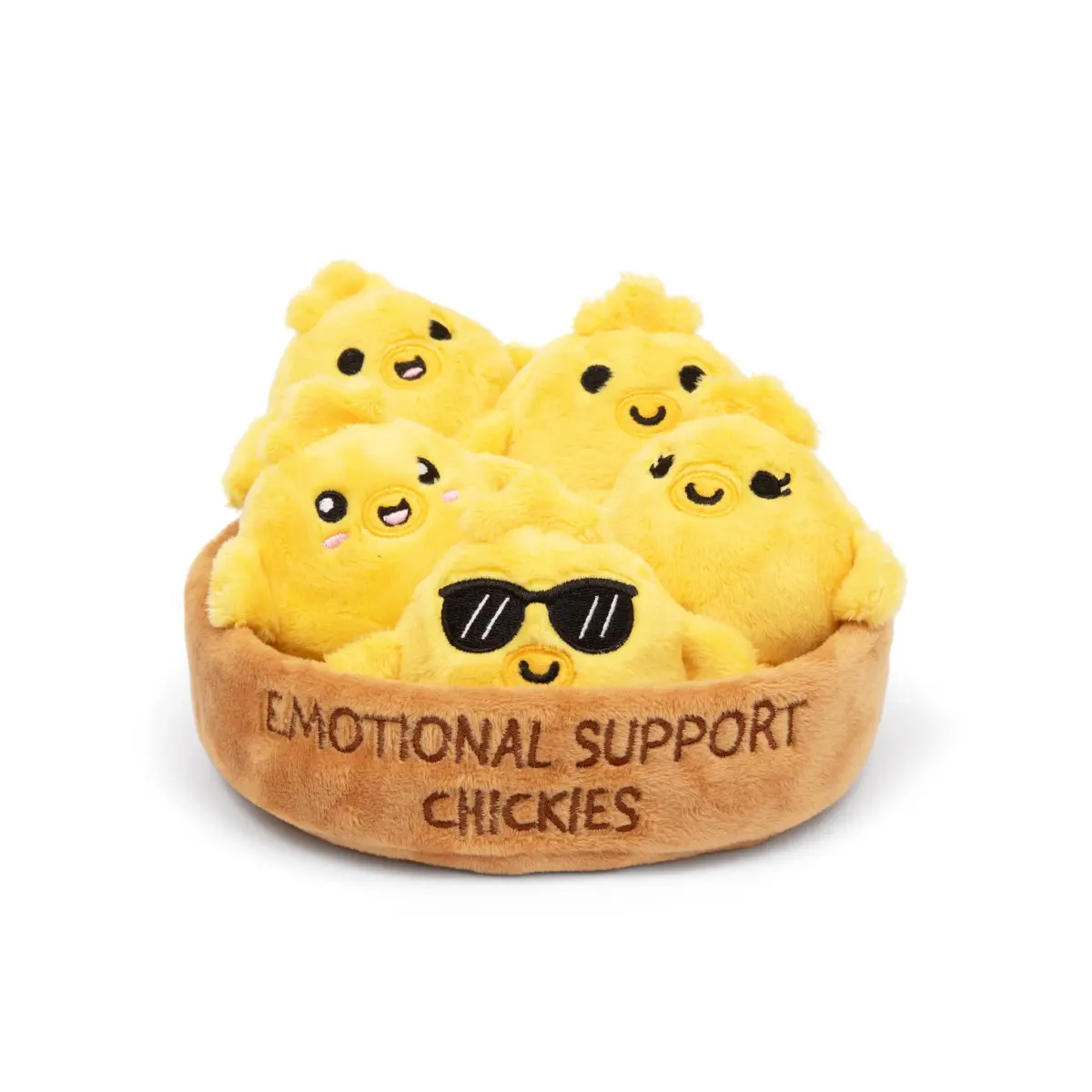 Relatable Emotional Support Chickies Plush Toy Set with Basket | 5 Plushies (140g total) - main product image